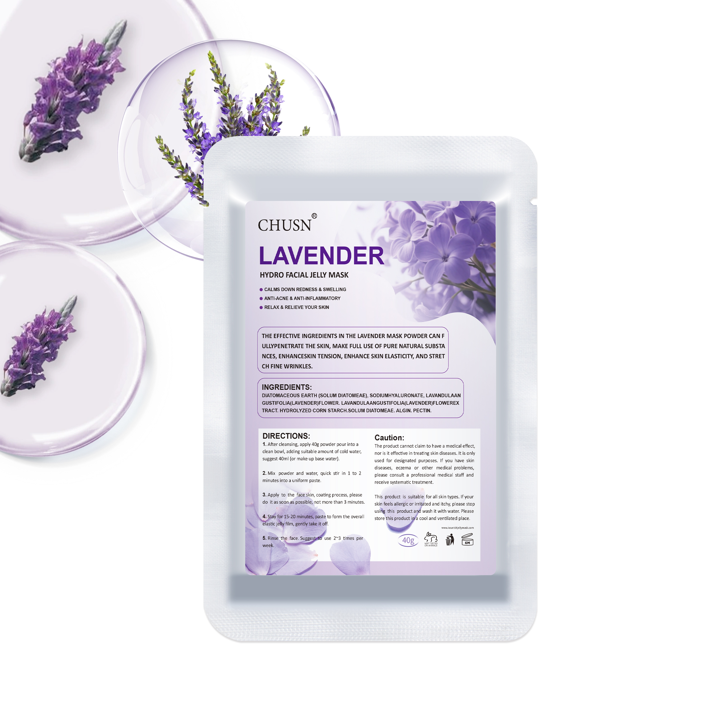 CHUSN Lavender Calm Mask Powder | Soothing, Oil-Control &amp; Hydrating for All Skin Types