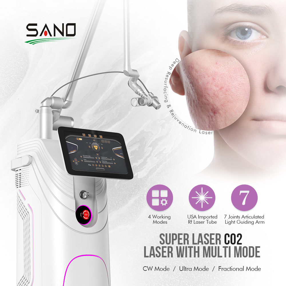Standing CO2 Fractional RF Laser Machine 10600nm Wavelengths For Wrinkles Removal Skin Rejuvenation Scar Removal Under The Eye
