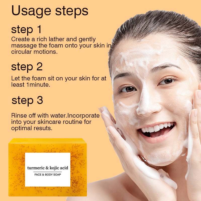 Lemon Turmeric Kojic Acid Handmade Soap, OEM/ODM Private Label Whitening Cleanser Bar For Bulk Wholesale, Customizable Formula
