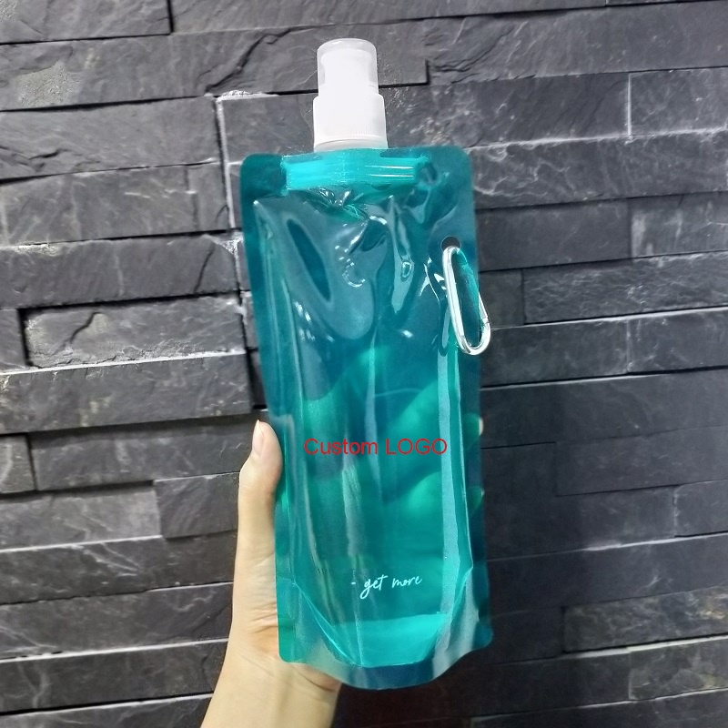 High Quality Customized Collapsible Ultralight Water Bottle With Screw Top For Camping Backpacking 16 OZ WATER BAG
