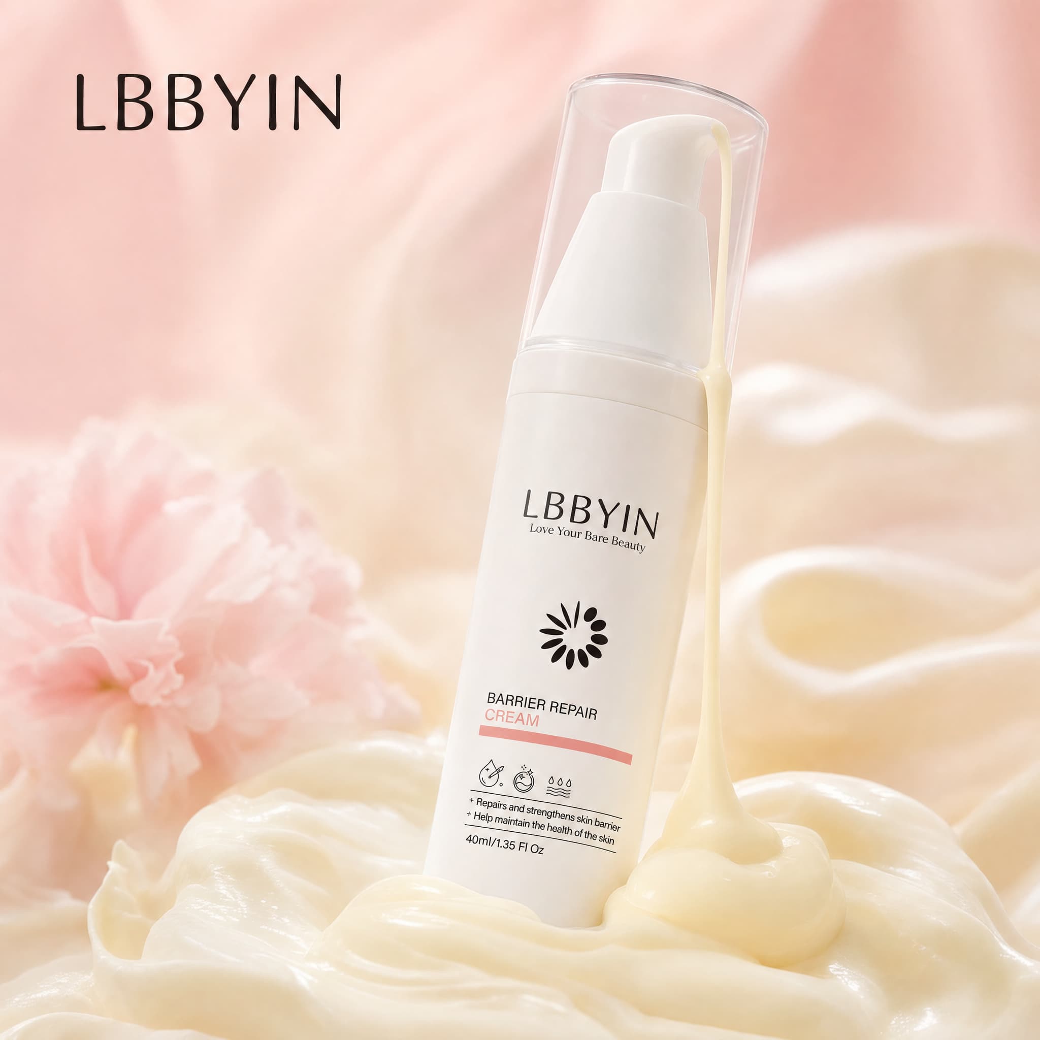 LBBYIN Dermaceutical Barrier Repair Cream Multi-Ceramide Squalane Moisturizer 24H Ultra Gentle Skin Recovery for Sensitive Skin