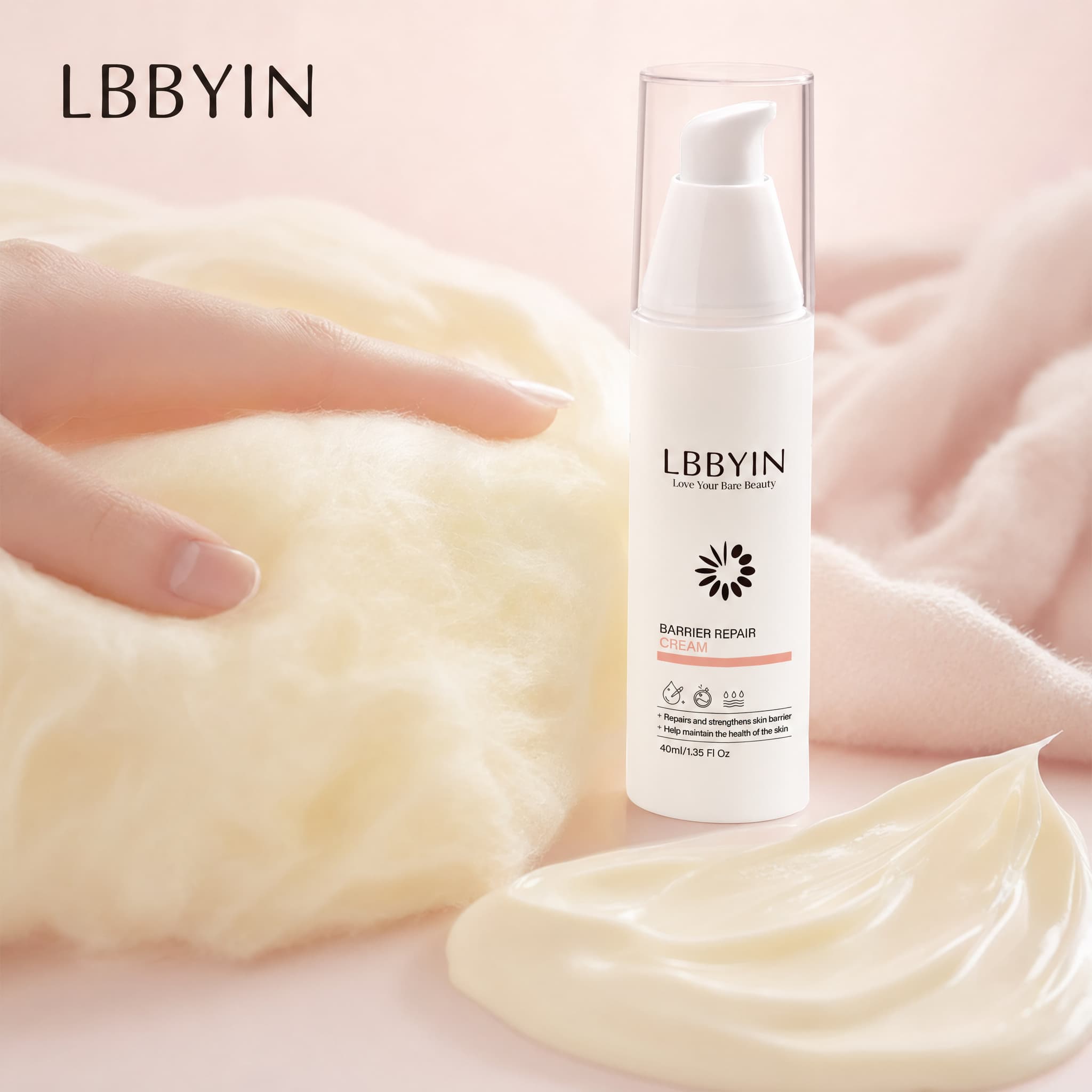 LBBYIN Dermaceutical Barrier Repair Cream Multi-Ceramide Squalane Moisturizer 24H Ultra Gentle Skin Recovery for Sensitive Skin
