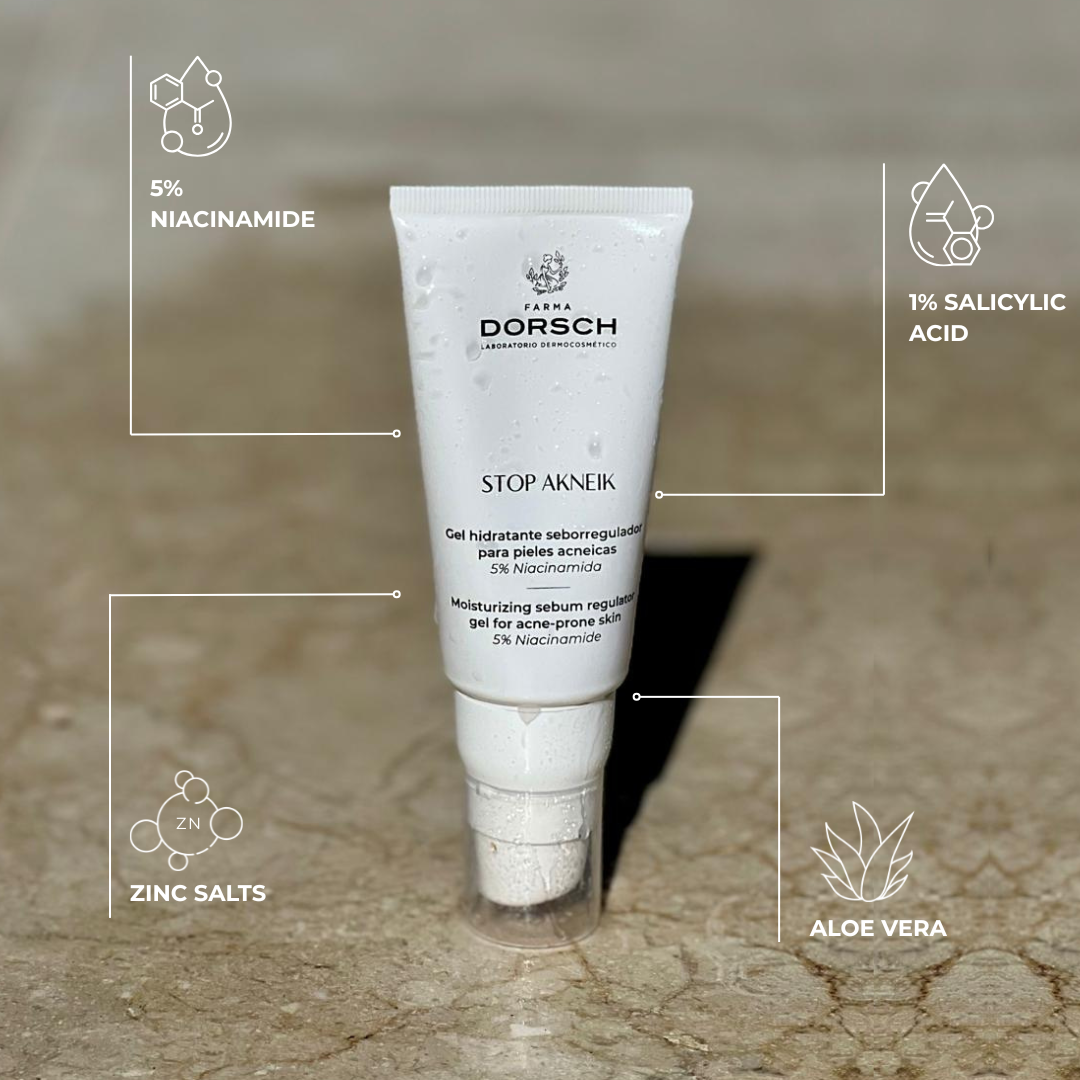 Farma Dorsch Stop Akneik 50Ml Moisturizing Sebum Regulator Gel For Acne Prone Skin Detail 3