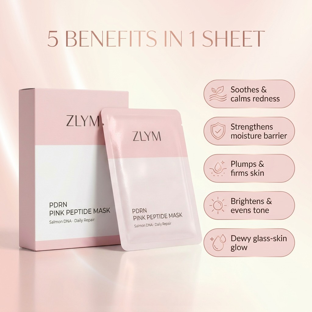 Repair PDRN Mask Salmon DNA Pink Peptide Barrier Strengthening Post Procedure Soothing Recovery Sheet Mask Facial