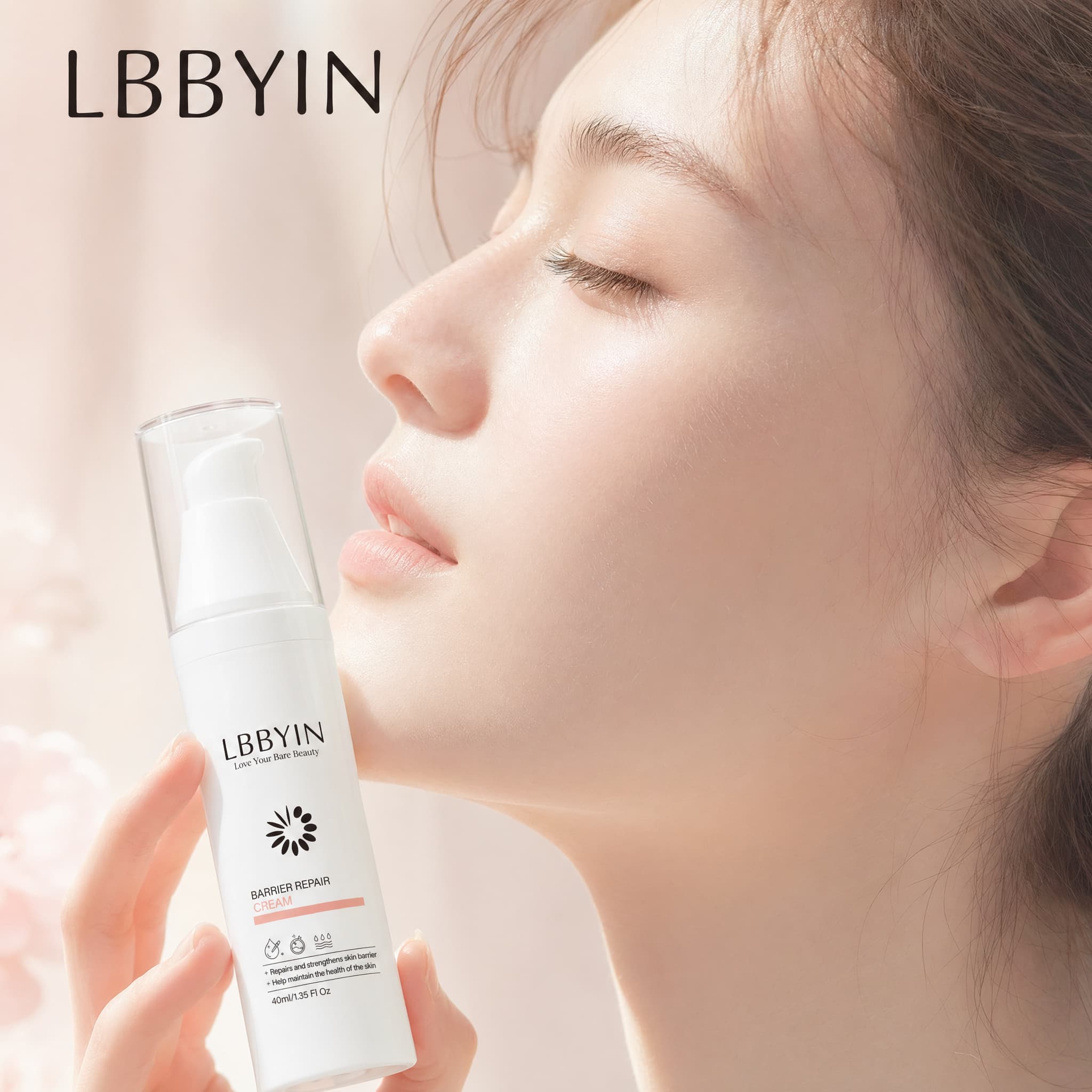 LBBYIN Dermaceutical Barrier Repair Cream Multi-Ceramide Squalane Moisturizer 24H Ultra Gentle Skin Recovery for Sensitive Skin