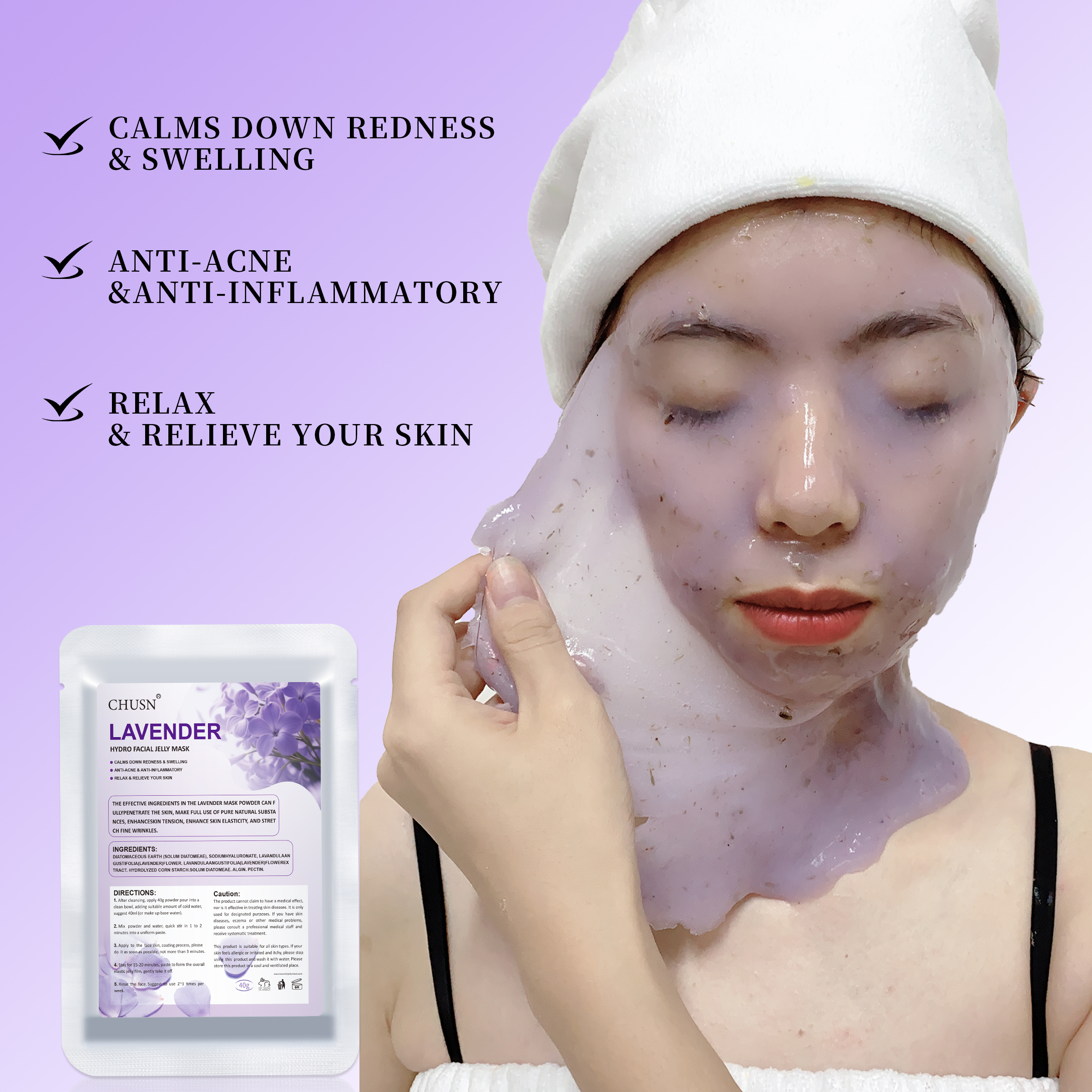 CHUSN Lavender Calm Mask Powder | Soothing, Oil-Control &amp; Hydrating for All Skin Types