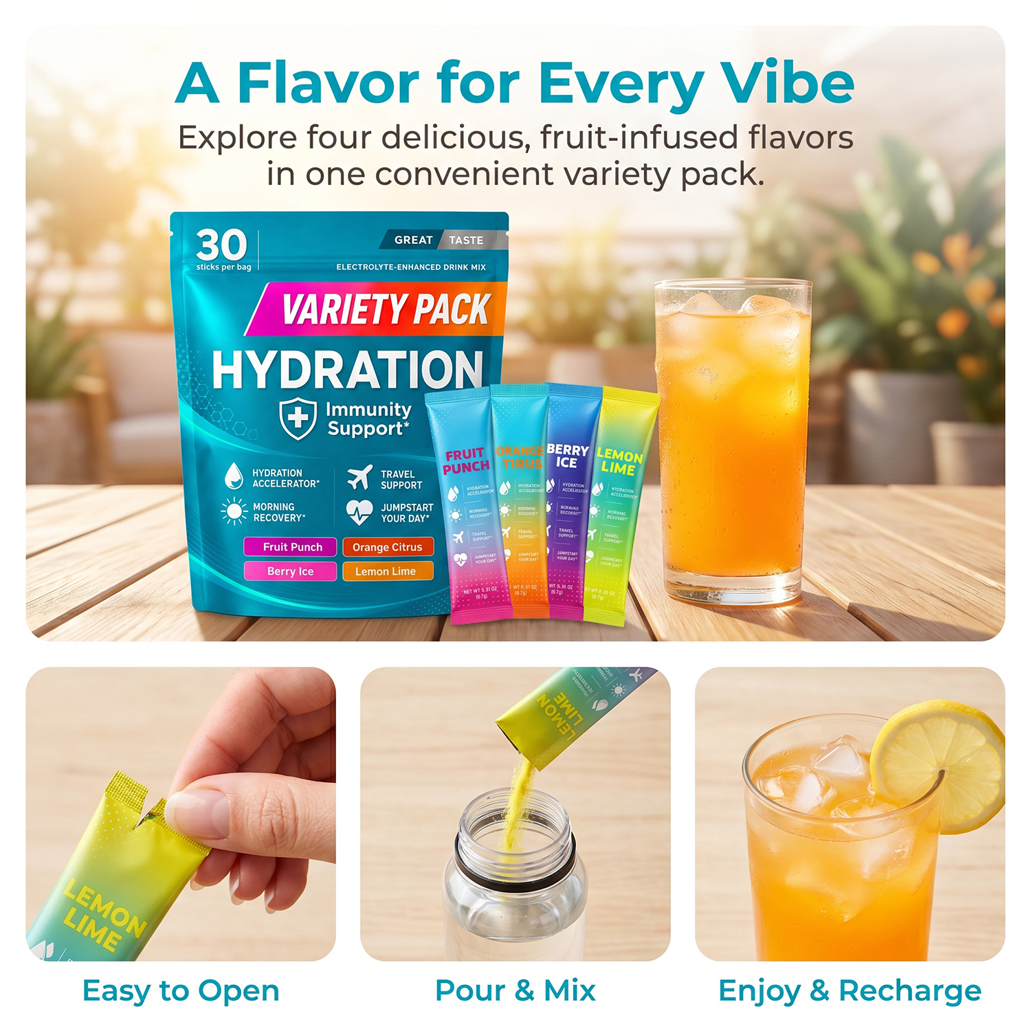 OLLI Custom Support Hydration Immunity Boost Energy Recovery Hydration Accelerator Electrolyte Drink Mix Powder For Woman