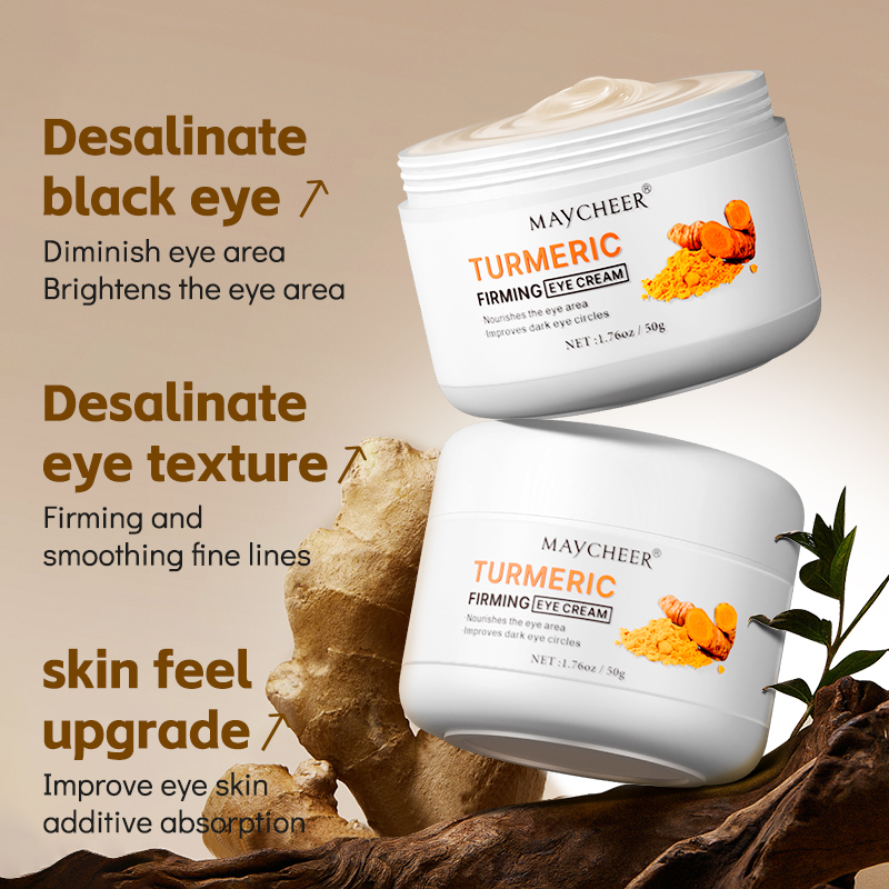 Maycheer Organic Herbal Peptides Tightening Lifting Firming Dark Circles Anti Wrinkle Eye Bags Removal Turmeric Eye Care Cream