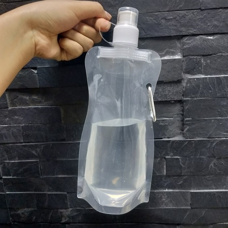 High Quality Customized Collapsible Ultralight Water Bottle With Screw Top For Camping Backpacking 16 OZ WATER BAG