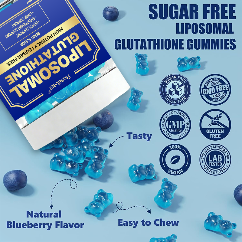 OEM Healthy Anti Aging Supplement Sugar Free Liposomal Glutathione Vitamin C Gummy with NAC &amp; ALA for Deep Cellular Restoration