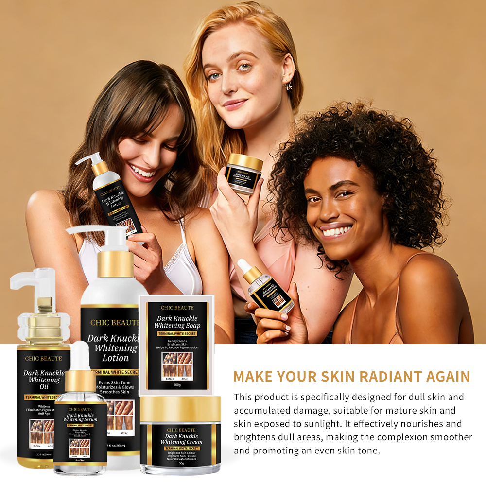 OEM Custom Logo Vitamin C Dark Knuckle Knees Remover Whitening Bleaching Serum Cream Body Lotion Oil Skin Care Set For Skin