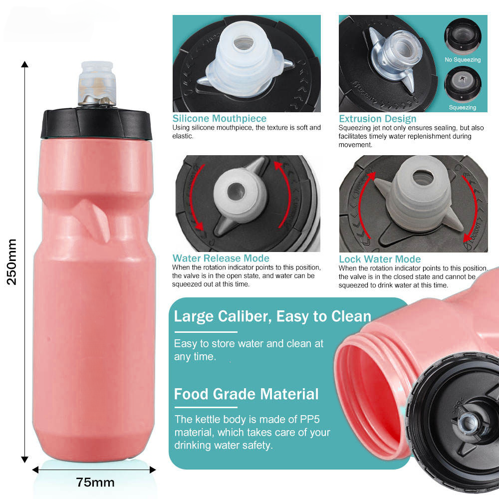 Custom Logo PP Lightweight Collapsible Durable Cycling Water Bottle 750ml Outdoor Sports Portable Mountain Bike Fitness Hiking