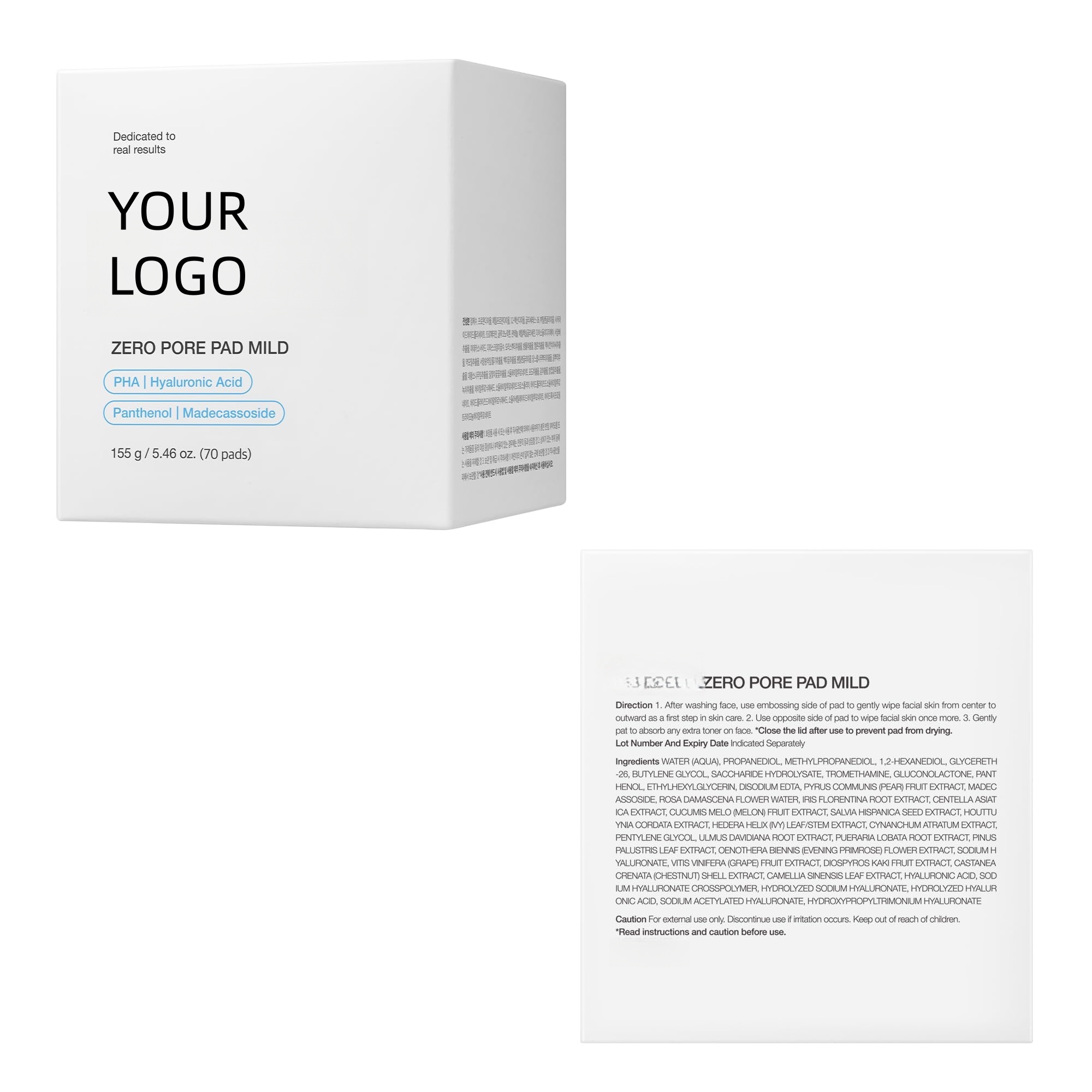 Zero Pore Mild Toner Pads 70pcs | PHA Panthenol Gentle Exfoliating Minimize Pores Blackhead Remover All Skin Types OEM Private