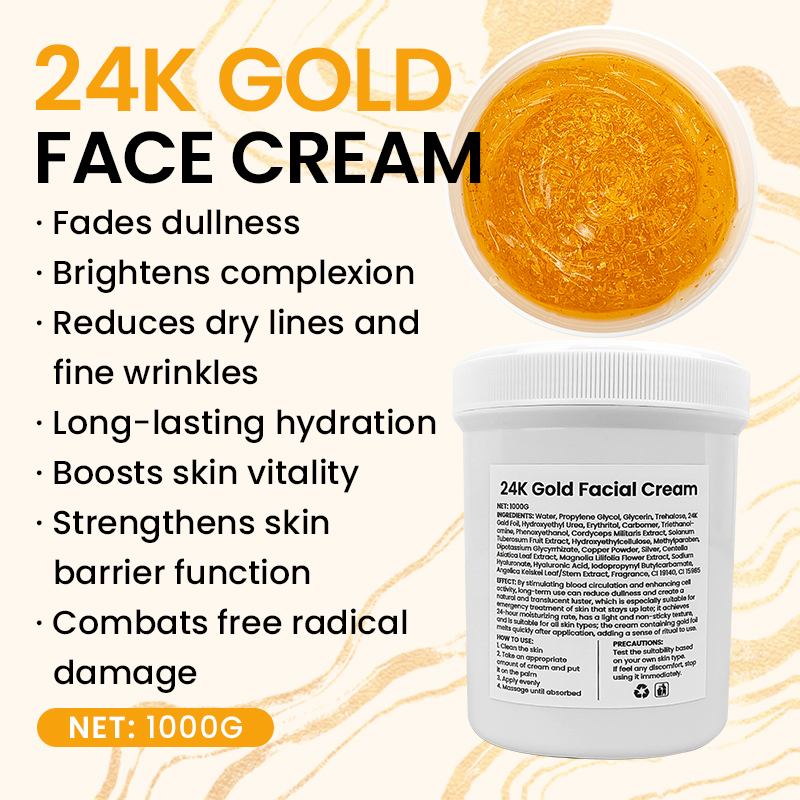 24K Gold Nourishing Cream with Niacinamide &amp; Aloe Vera 1KG Collagen Antioxidant Brightening &amp; Hydration Face Cream for Dull Skin