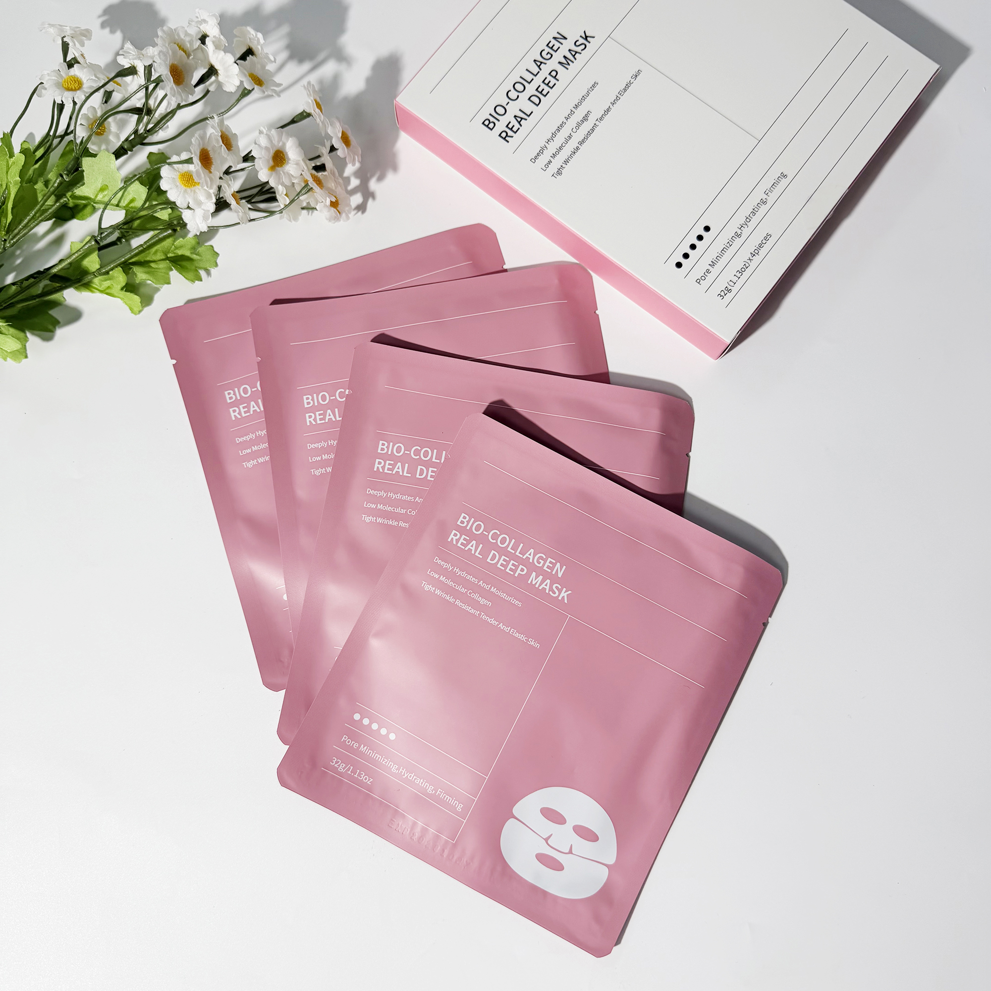 Bio-Collagen Sheet Face Mask Bulk-Pore Minimizing Nourishing Glow for Women All Skin Types