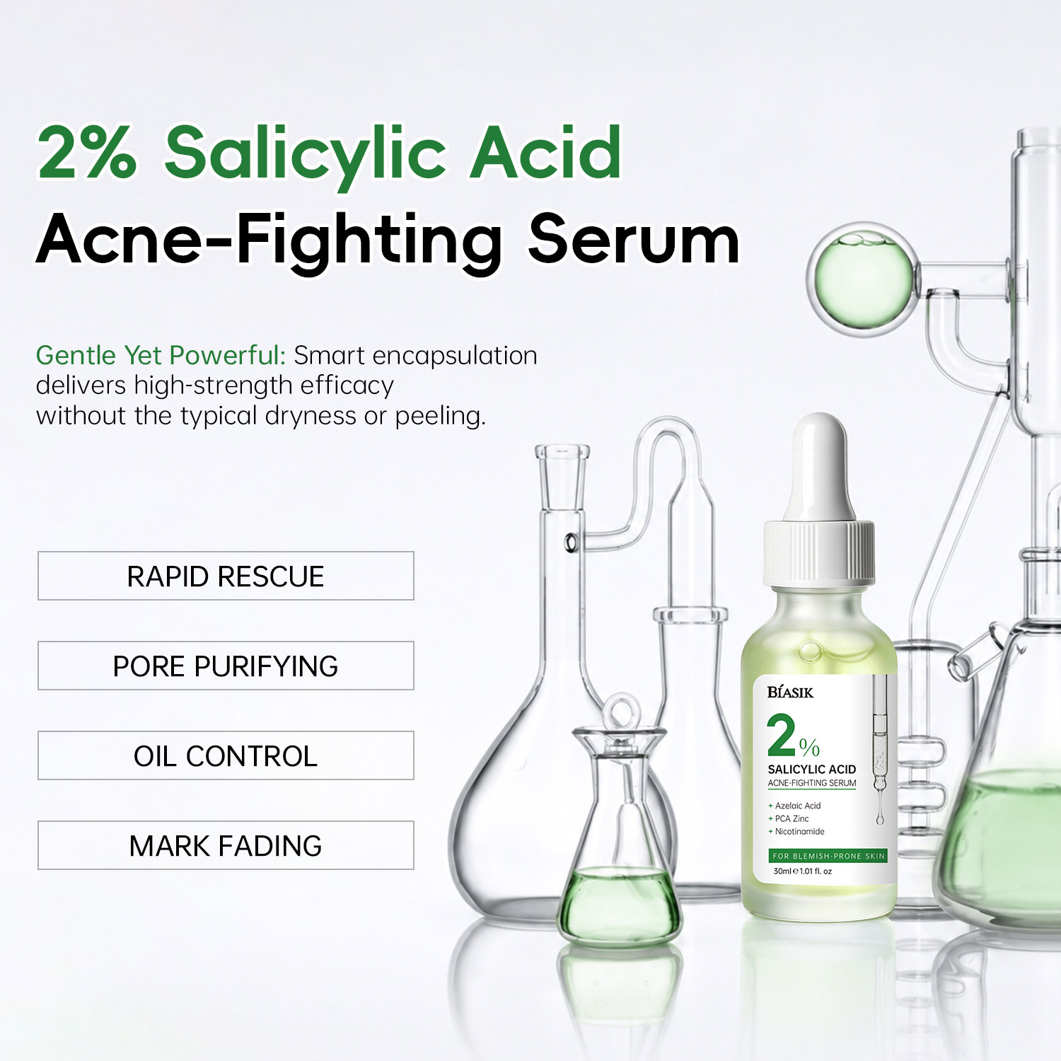 OEM 2% Salicylic Acid Acne Spot Treatment Serum Rapid Red Pimple Remover Niacinamide Azelaic Acid Fades Old Acne Marks Serum