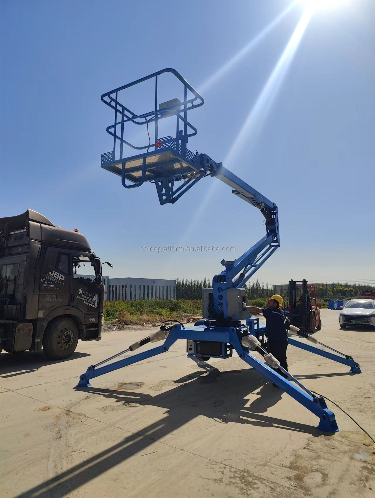 Flexible Towable Boom Lift Versatile Terrain Adaptability Aerial Work Wide Reach Height