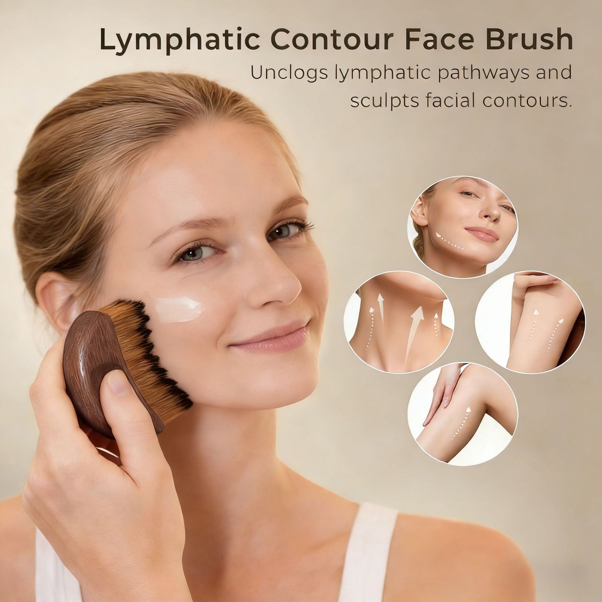 New Lymphatic Contour Oval Wood Face Brush 50g Lymphatic Drainage Device For Face Body Chin Jawline Designed To Fit Skin