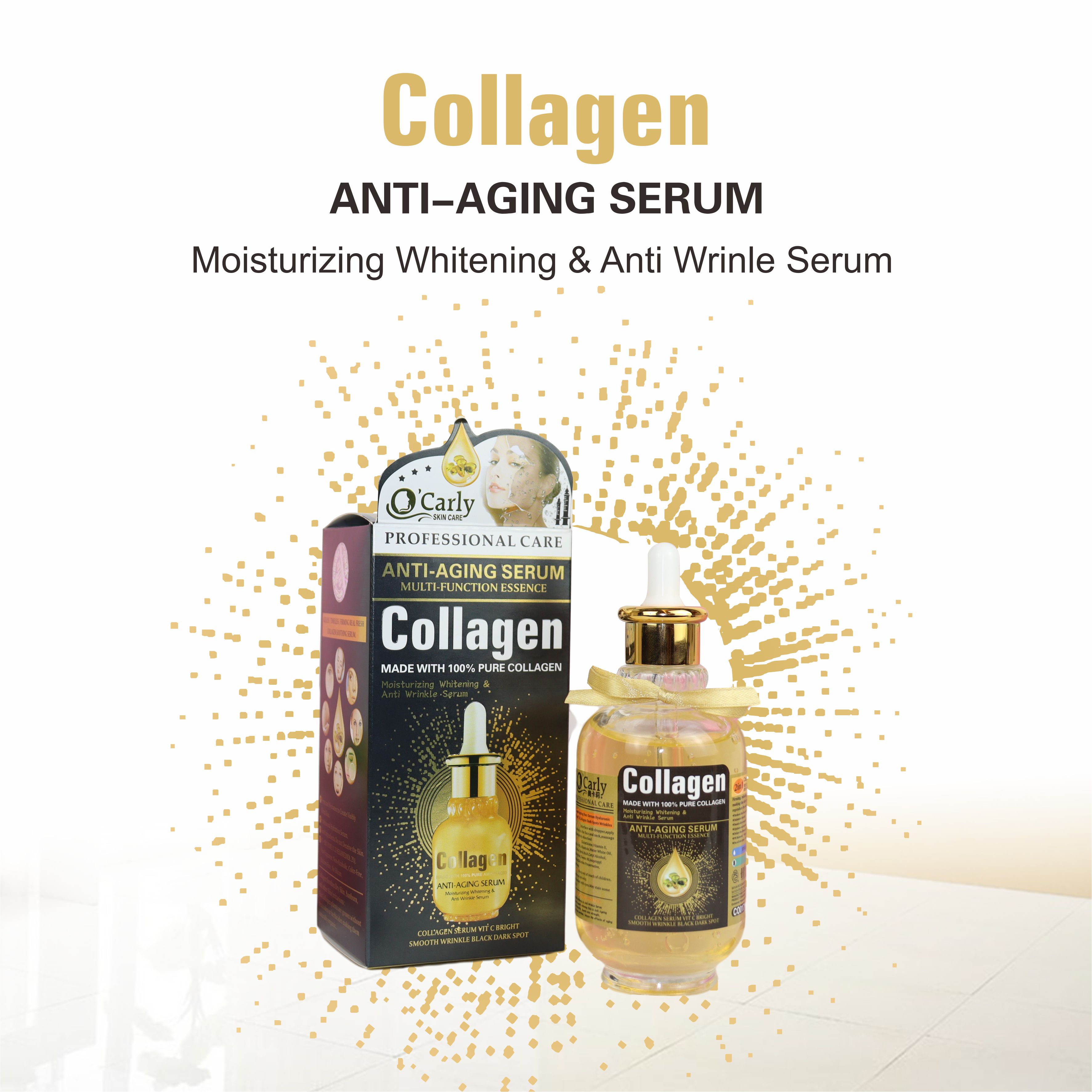 OEM Organic Face Serum Deep Anti-Wrinkles Whitening Pore Minimizer Vegan Vitamin C and Collagen Brightening Anti-Aging
