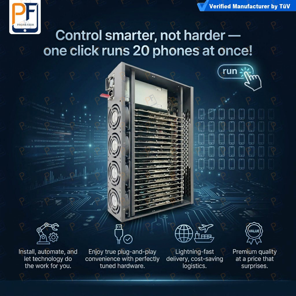 Bulk Phone Control System Smart Phone Farm Ai Android Server Box 100 Device Mobile Social Media Processing