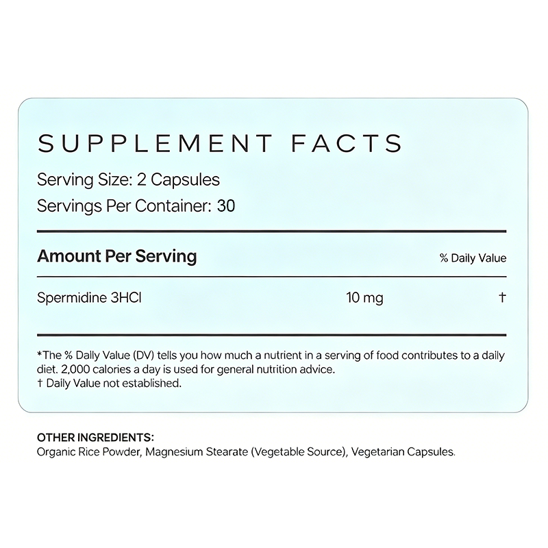 Rosebest Wholesale OEM Private Label 99% High-Potency 10mg Spermidine 3HCI Capsules Cellular Renewal &amp; Healthy Aging Supplement