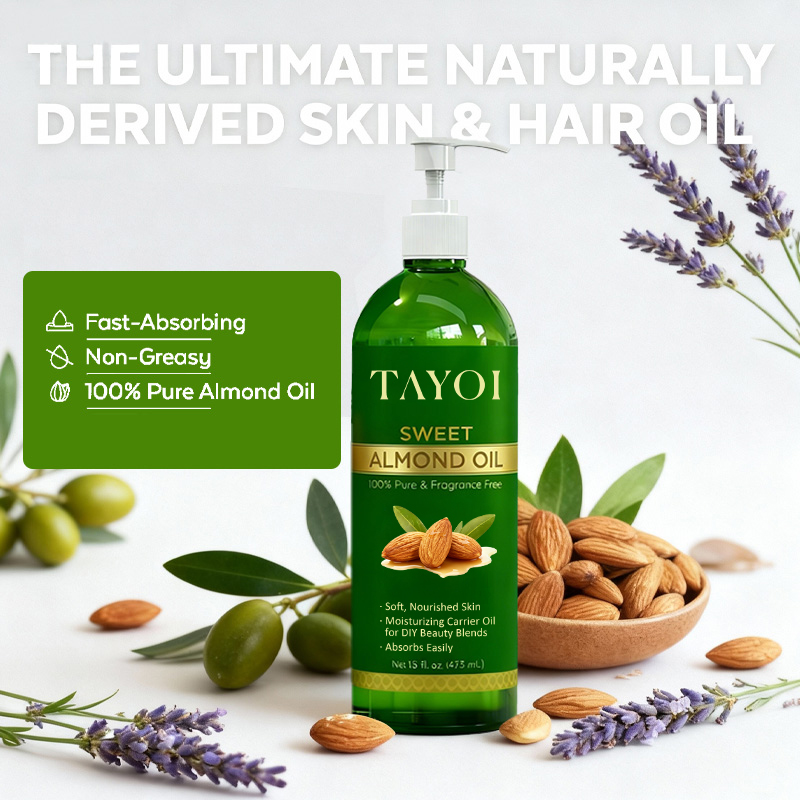 Fast-Absorbing Sweet Almond Oil Lightening Texture Vegan Jojoba Oil Sebum Secretion Regulating Essential Oil