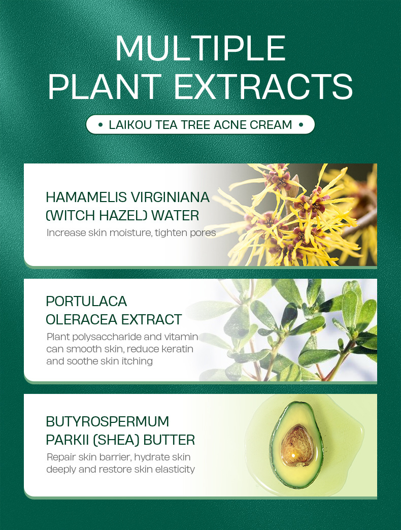 LAIKOU Nourishing Tea Tree Extract Blackhead Removal Pore Shrinking Anti-Acne Gel Face Cream Pore Minimizer Serum