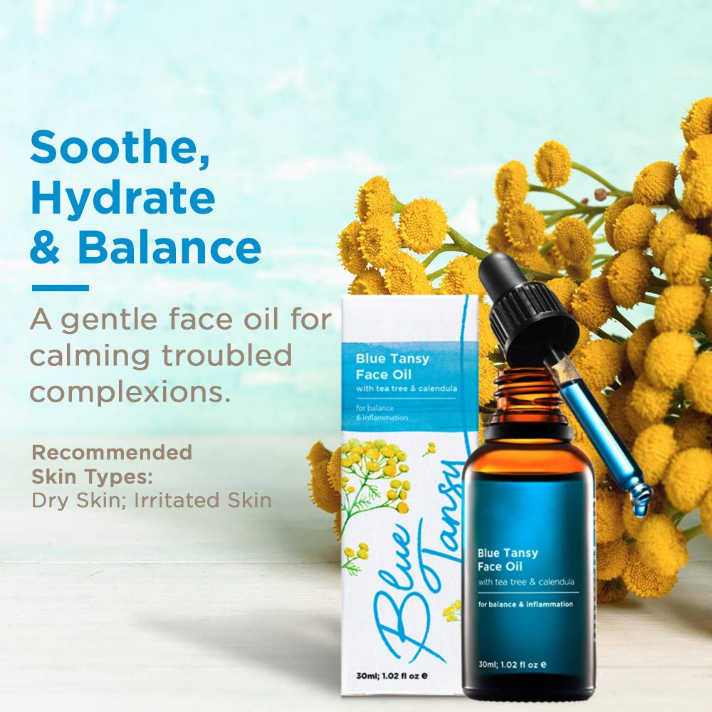 OEM ODM 30ml Skin Care Soothing &amp; Calming Blue Tansy Facial Oil with Tea Tree Calendula for Sensitive Skin