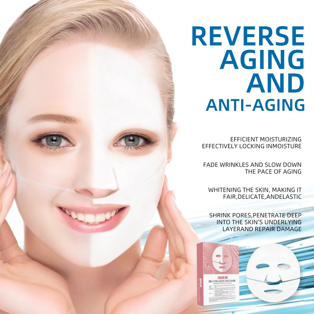 Split White Collagen Face Mask for Hydration Firming Lifting &amp; Pore Minimizing-Cross-Border Wholesale