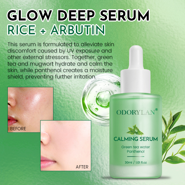 Calming Serum Green Tea Panthenol Soothing Moisturizing Sensitive Acne-Prone Skin Daily Korean Skin Care for Men and Women