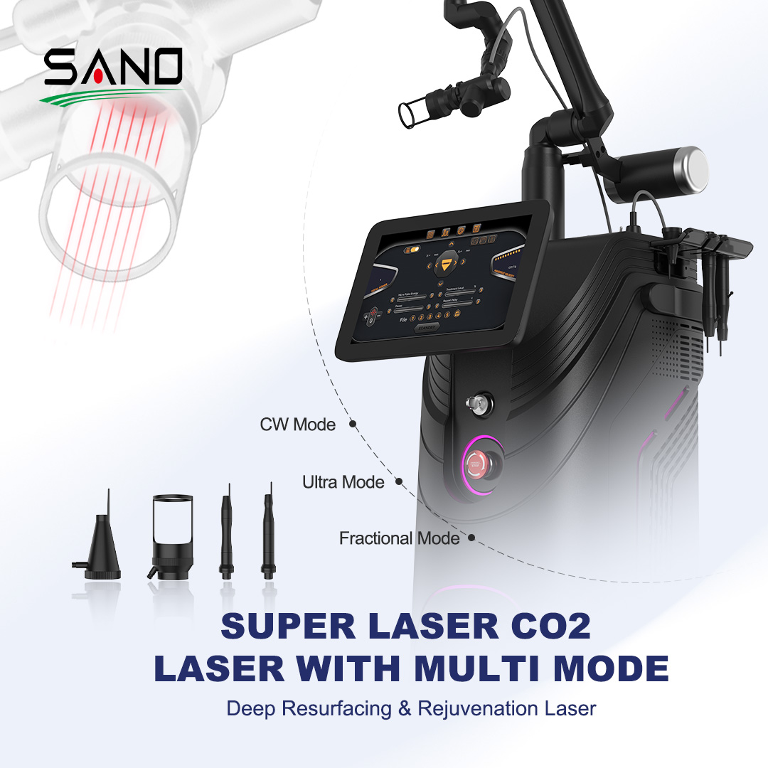 Standing CO2 Fractional RF Laser Machine 10600nm Wavelengths For Wrinkles Removal Skin Rejuvenation Scar Removal Under The Eye