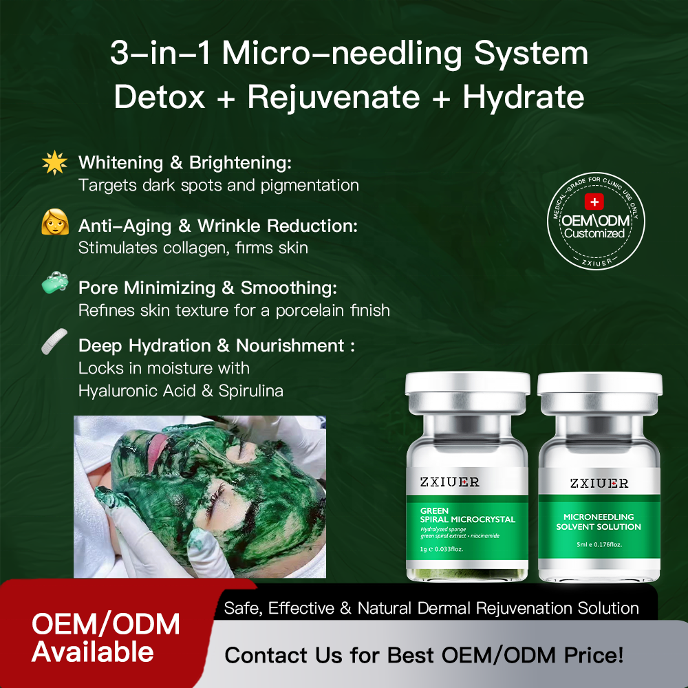 Natural Hyaluronic Acid Spirulina Sponge Microneedle Powder Acne Scar Pore Minimizing Skin Rejuvenation Whitening Face Peel