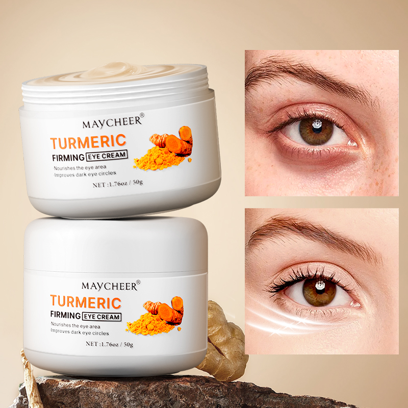 Maycheer Organic Herbal Peptides Tightening Lifting Firming Dark Circles Anti Wrinkle Eye Bags Removal Turmeric Eye Care Cream
