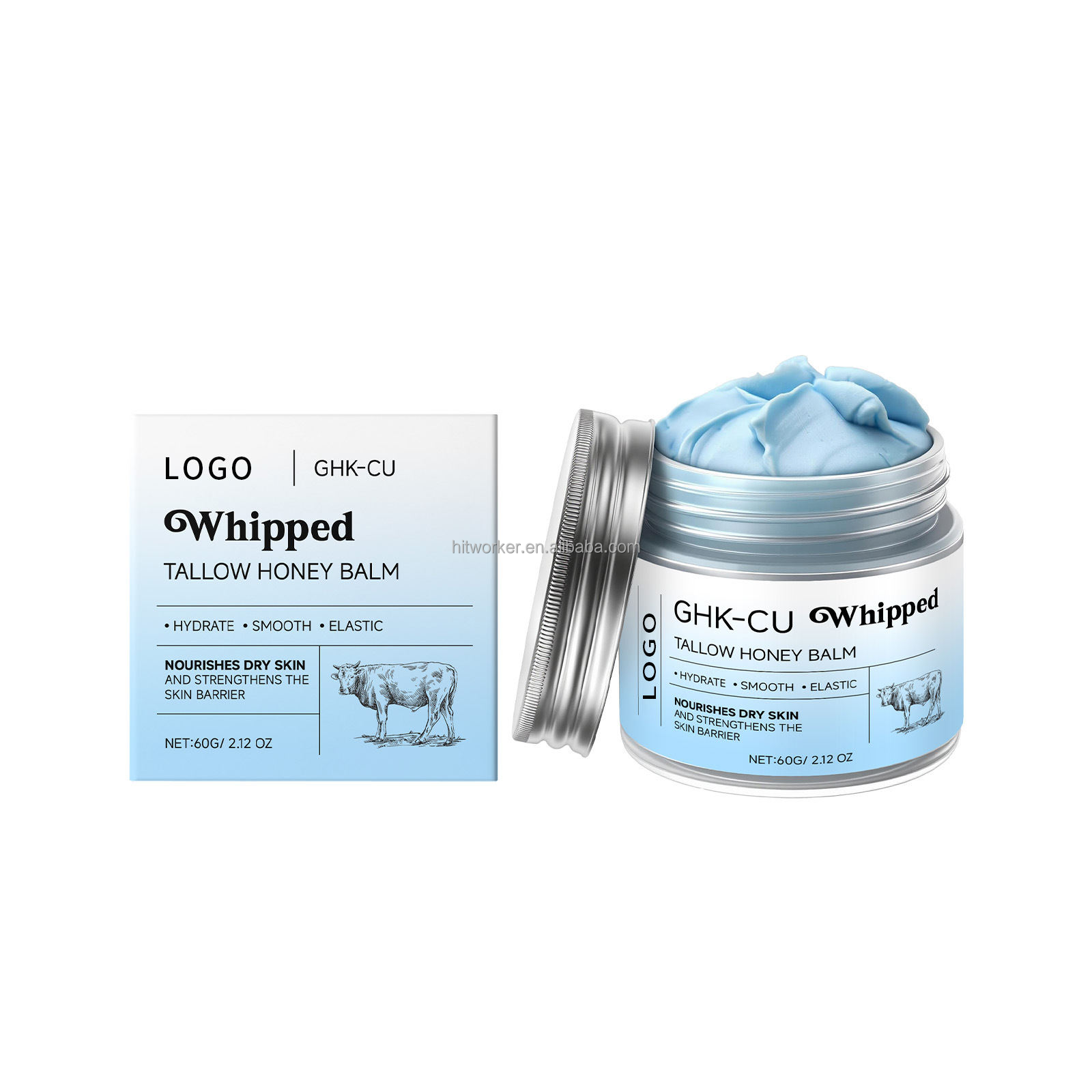 Natural Vegan Face Body Moisturizer Firming Anti-Aging Vitamin E Manuka Honey Copper Peptides GHK-Cu Blue Balm Skin Brightening