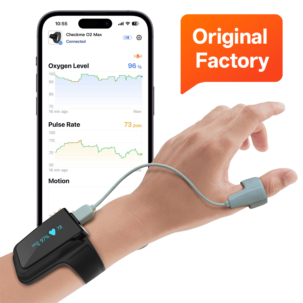 Wellue Checkme O2 Max Sleep Apnea Bluetooth Wrist Oximeter Health Care Blood Oxygen Saturation Monitor Digital Pulse Oximeters
