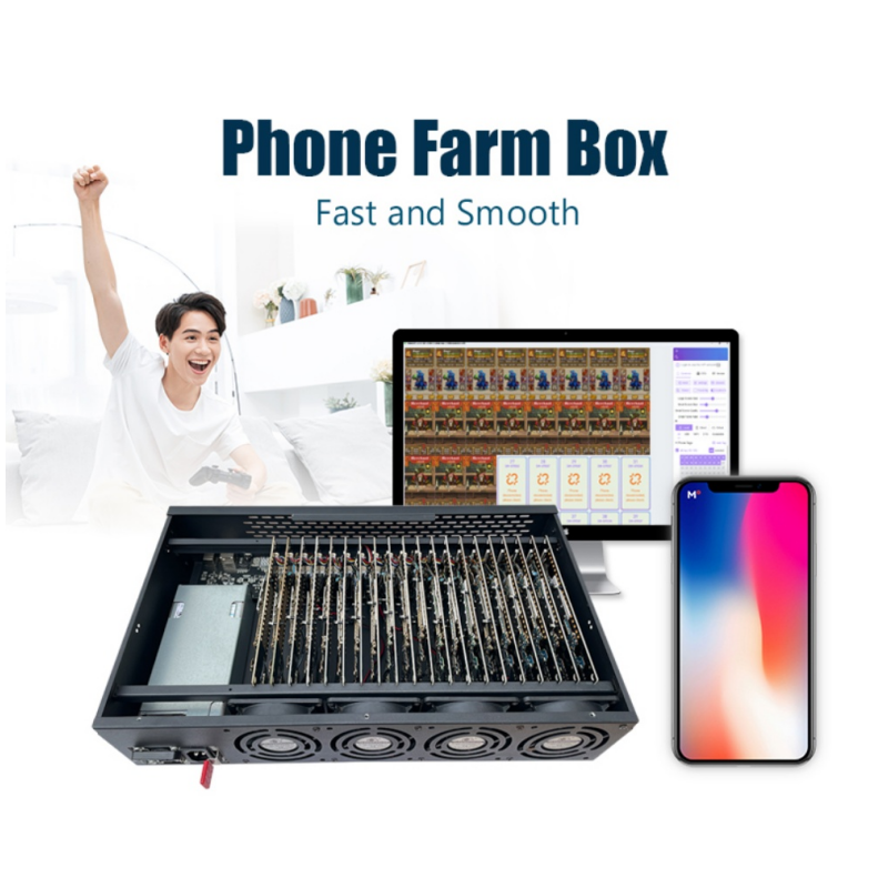 Bulk Phone Control System Smart Phone Farm Ai Android Server Box 100 Device Mobile Social Media Processing