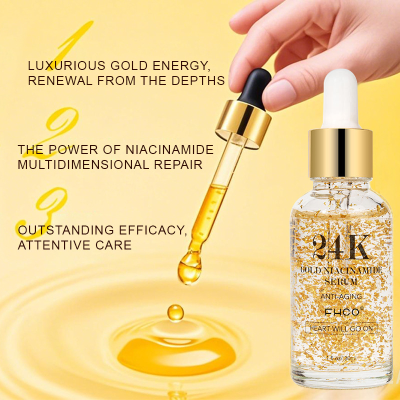 OEM ODM Anti-Aging Serum With 24K Gold And Niacinamide Brightening And Moisturizing Face Essence Private Label Skincare Product
