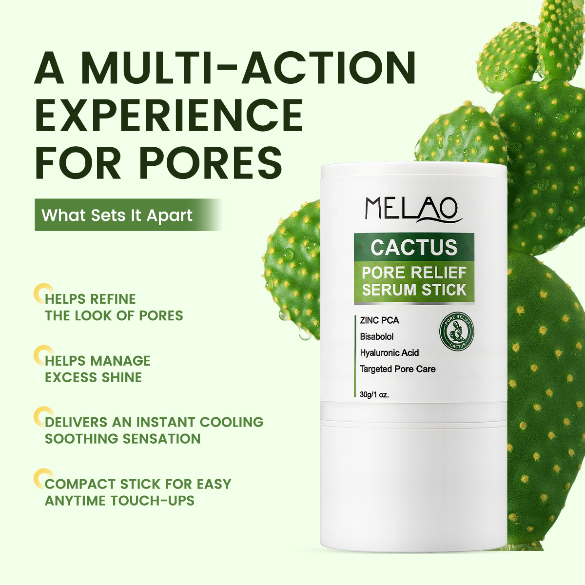 OEM ODM Long Lasting Oil Control Moisturizing Pore Minimizing Smooth Skin Serum Cactus Pore Soothing Serum Stick