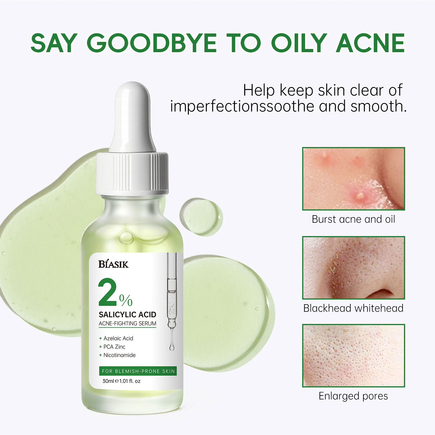OEM 2% Salicylic Acid Acne Spot Treatment Serum Rapid Red Pimple Remover Niacinamide Azelaic Acid Fades Old Acne Marks Serum