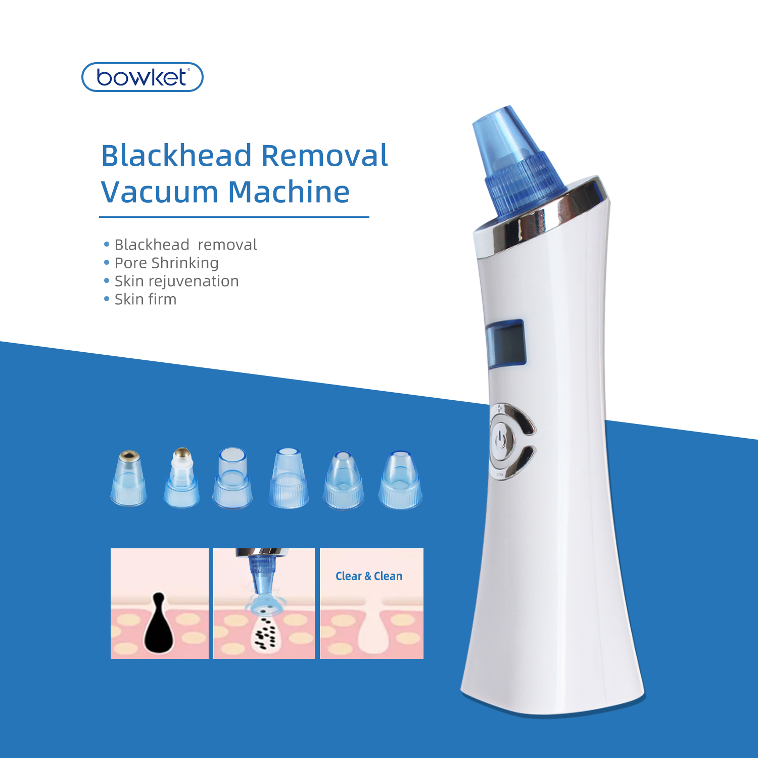 Bowket Skin Rejuvenation &amp; Whitening Set Pore Minimizer Machine and Acne Nose &amp; Whitehead Blackhead Remover Facial Machine
