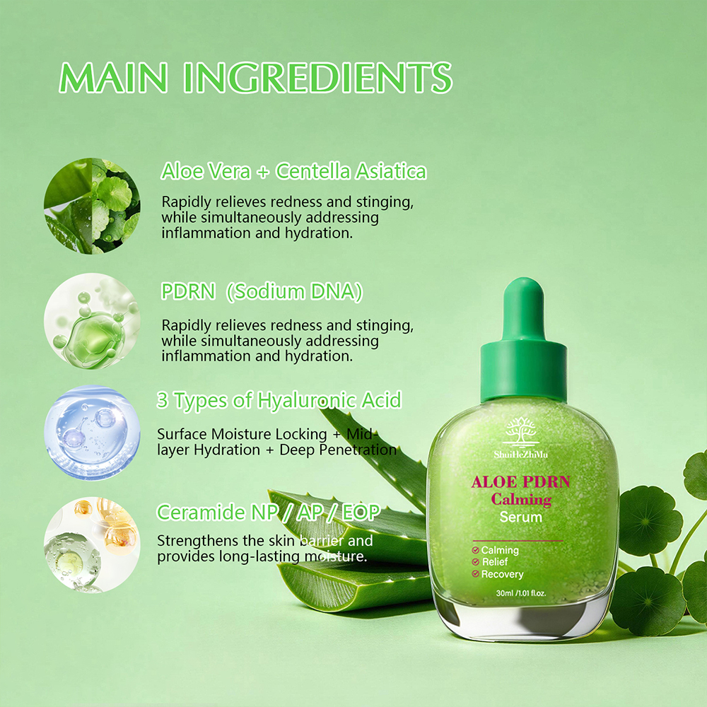 OEM Aloe PDRN Calming Face Serum Soothing Redness Relief Skin Barrier Repair Recovery Sensitive Skin Korean Beauty Private Label