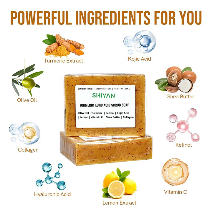 Vegan Turmeric Grit Soap Papaya Enzyme Natural Skin Lightening Body Bar Dark Spot Corrector Cruelty Free Bulk