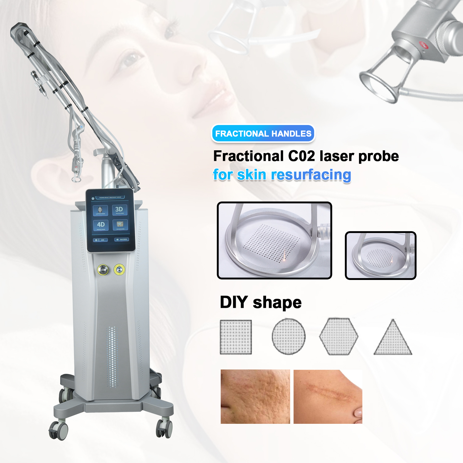 Professional 10600nm CO2 Fractional Laser Machine for Skin Resurfacing Scar Removal Wrinkle Reduction &amp; Vaginal Rejuvenation