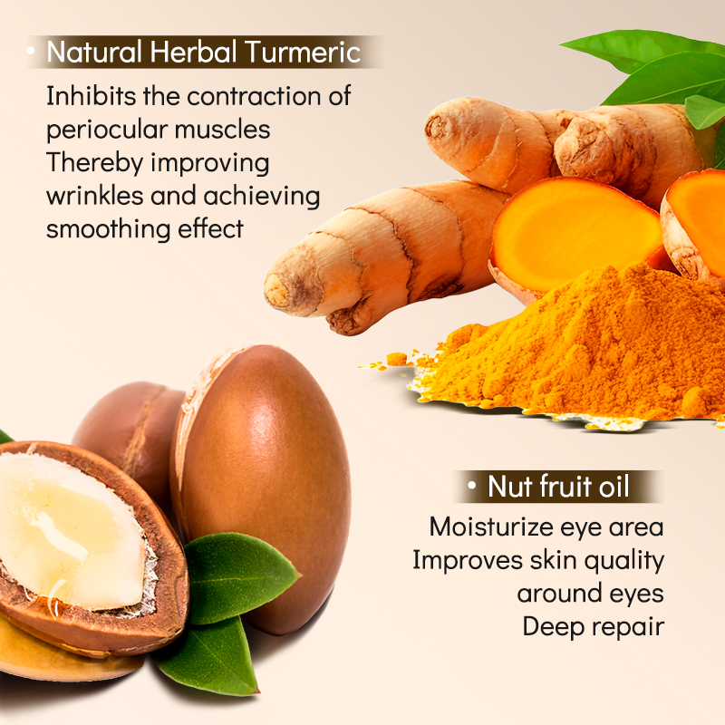 Maycheer Organic Herbal Peptides Tightening Lifting Firming Dark Circles Anti Wrinkle Eye Bags Removal Turmeric Eye Care Cream