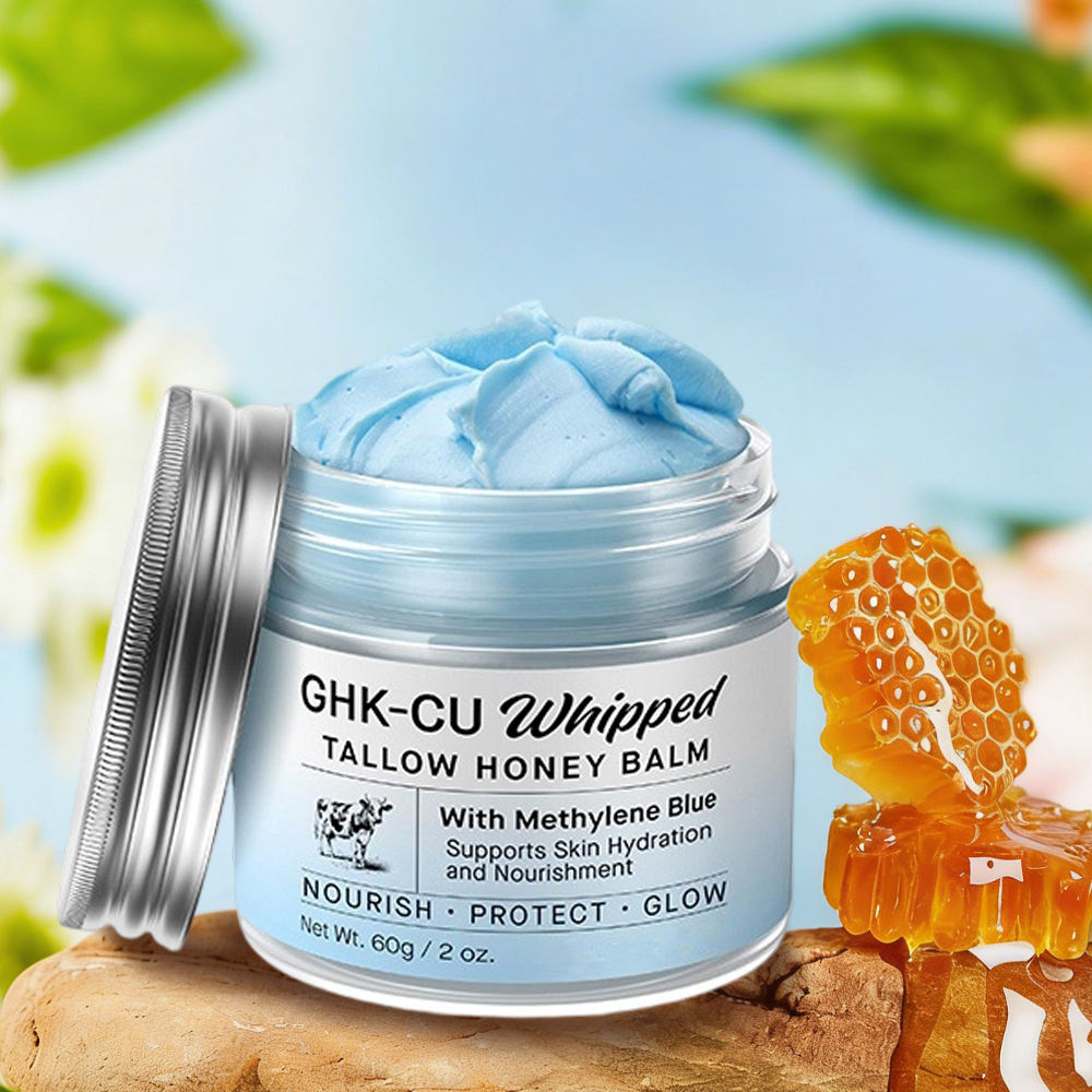 Natural Vegan Face Body Moisturizer Firming Anti-Aging Vitamin E Manuka Honey Copper Peptides GHK-Cu Blue Balm Skin Brightening
