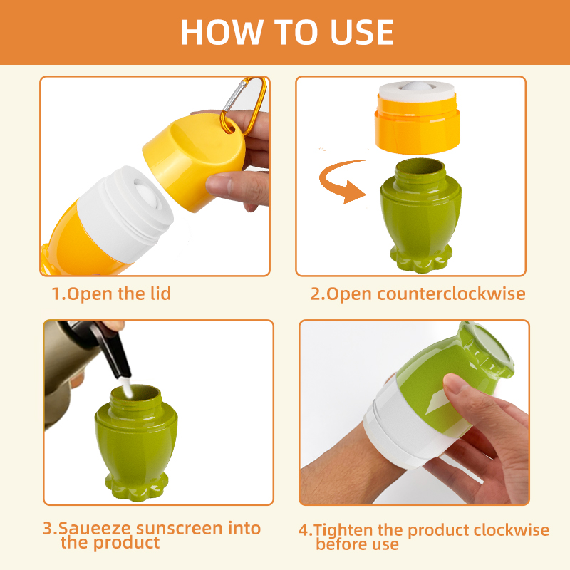 Custom Portable Plastic Sunscreen Applicators Rotating Roller Kids Sunscreen Roller Applicator Sunscreen Applicator With Sponge