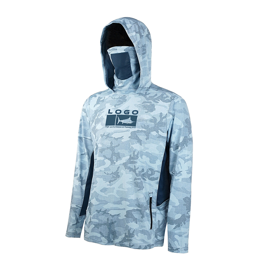 Wholesale Fishing Shirts Long Sleeve Spf30 Perform Shirt Uv protection Hoodie With Face Mask