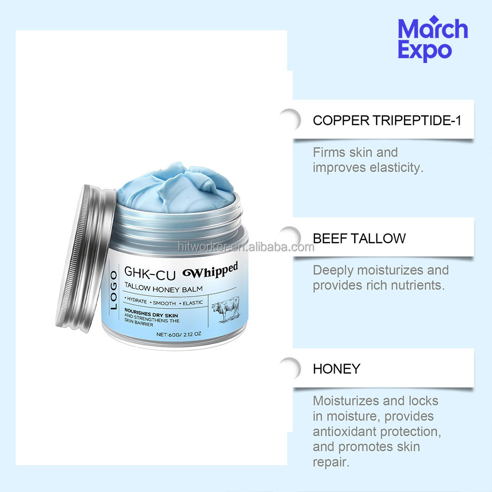 Natural Vegan Face Body Moisturizer Firming Anti-Aging Vitamin E Manuka Honey Copper Peptides GHK-Cu Blue Balm Skin Brightening