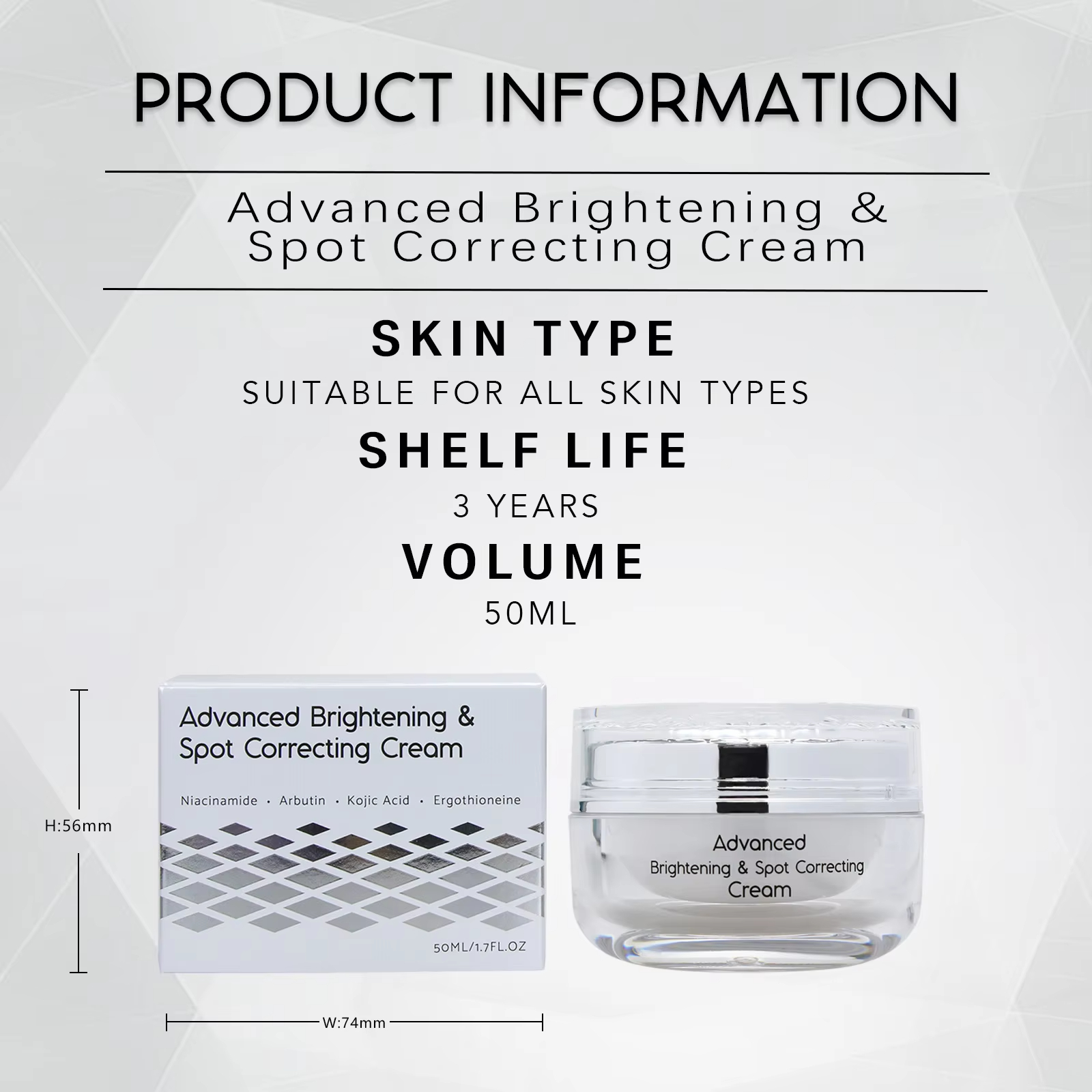 Private Label Whitening Cream Glycerin Pigmentation Reduction Moisturizing Not Greasy Advanced Brightening Anti-Aging Cream