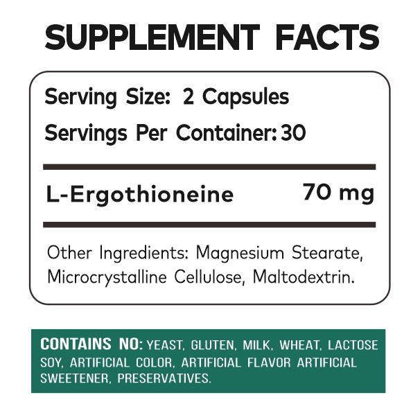 OEM Cell Regenerator Anti-aging Longevity Egt L-ergothioneine Capsule